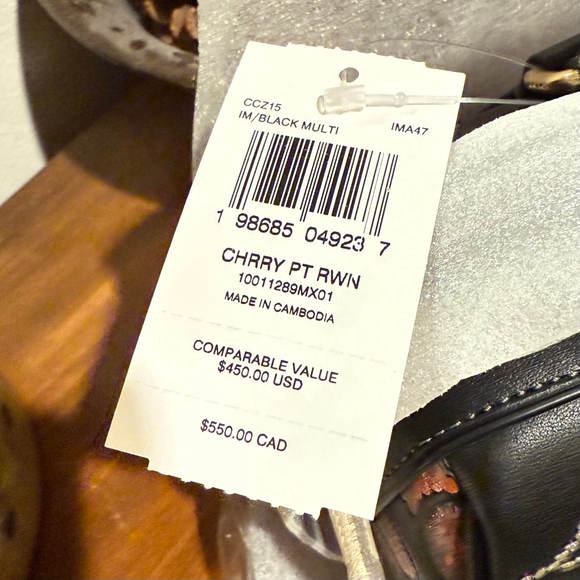 ‼️SOLD‼️Coach Medium Rowan Satchel Bag & Mini Chain Wallet Black Cherry Print - Picture 9 of 12